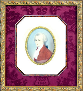 Miniatura sobre placa oval de marfil. Siglo XIX.
