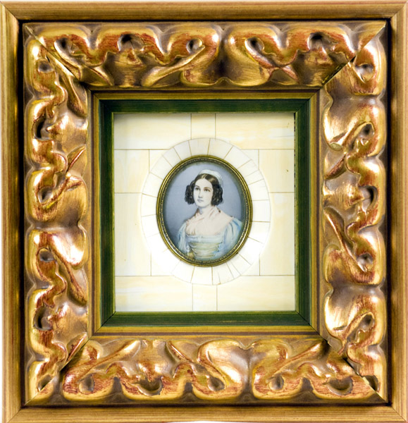 Miniatura sobre placa oval de marfil. Siglo XIX.