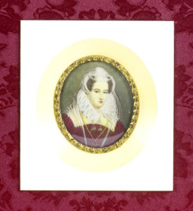 Miniatura sobre placa oval de marfil. Siglo XIX.