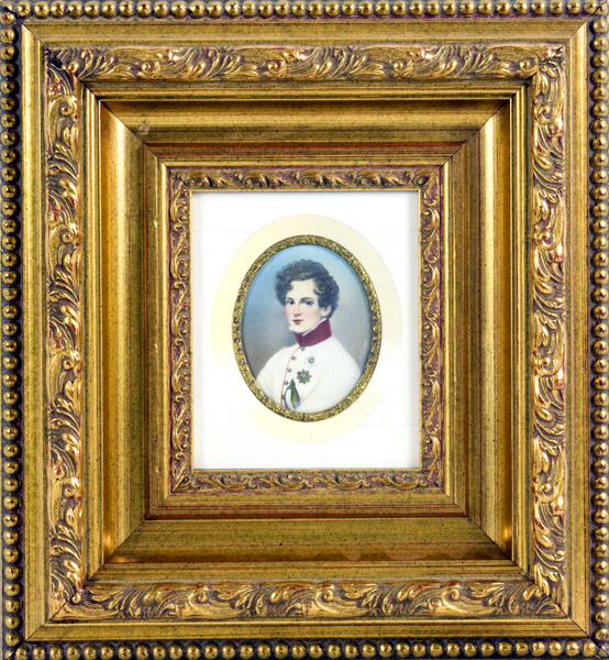 Miniatura sobre placa oval de marfil. Siglo XIX.