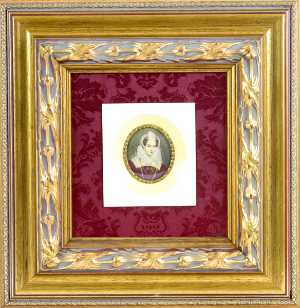 Miniatura sobre placa oval de marfil. Siglo XIX.