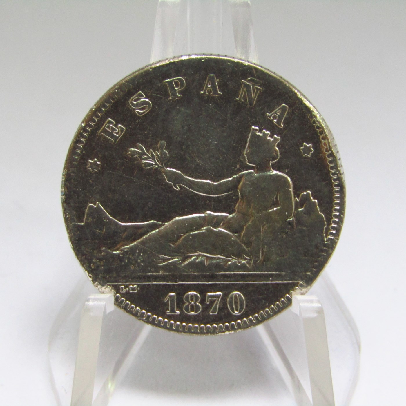 Moneda de 2 pesetas de PLATA. Gobierno provisional. Del año 1870