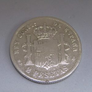 MONEDA DE DOS PESETAS DE PLATA. AÑO 1884 ALFONSO XII. MSM. B.C.