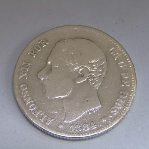 MONEDA DE DOS PESETAS DE PLATA. AÑO 1884 ALFONSO XII. MSM. B.C.