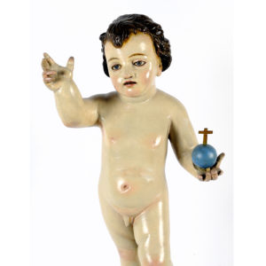 NIÑO JESUS CON BOLA, SOBRE PEANA Y NUBE.