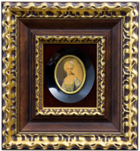 OBRADORS VALAR (Siglo XIX). MINIATURA SOBRE PLACA OVAL DE MARFI