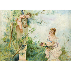 OLGA. Óleo sobre lienzo. "Dama en jardín"