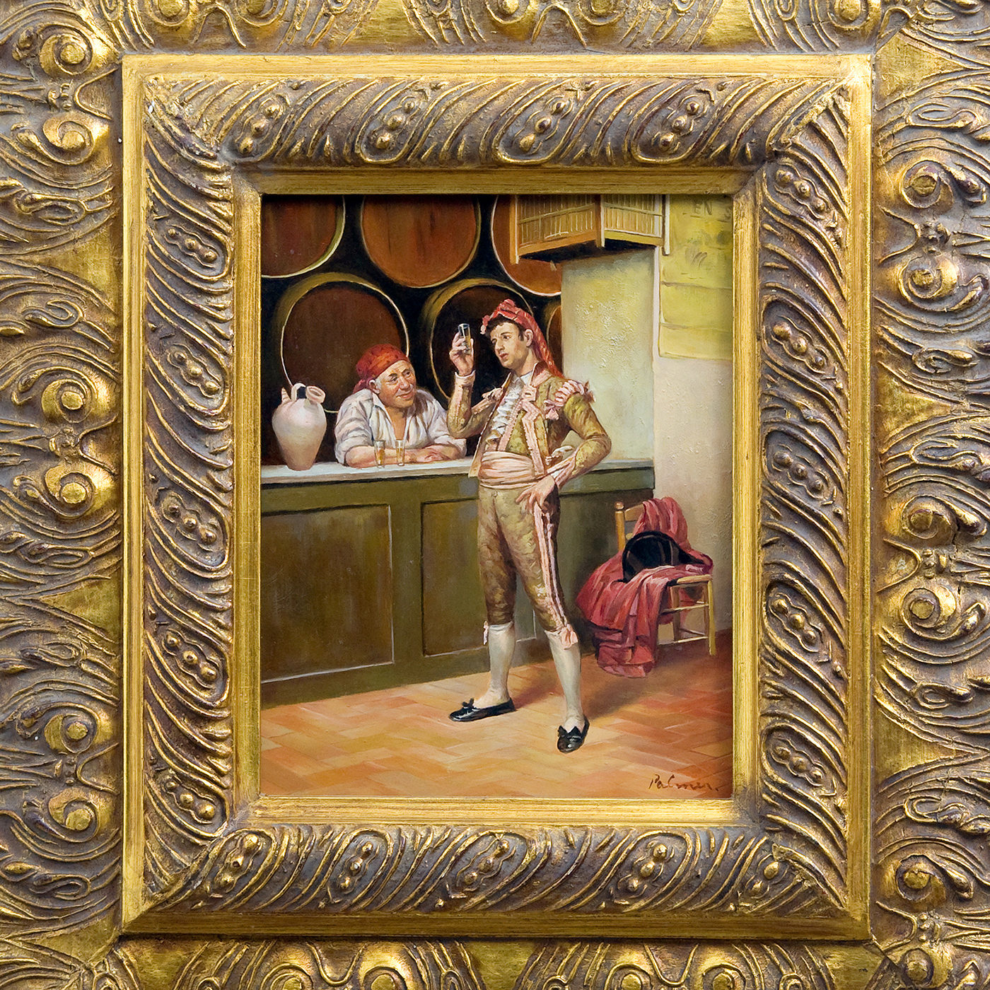 PALMERO (Siglo XX). Óleo sobre tabla. "Escena de Taberna" PALMERO (Siglo XX). Óleo sobre tabla. "Escena de Taberna"