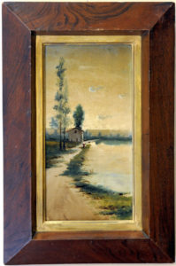 PAREJA DE ESCALETAS. Óleos sobre tabla. ""Paisajes"
