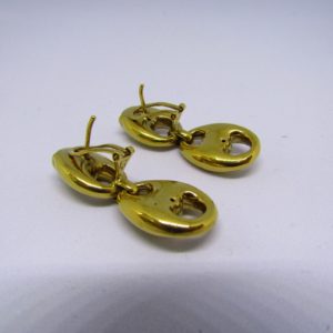 Pareja de Pendientes Articulados, en Oro de 18k. Dos cuerpos, en forma de calabrote.