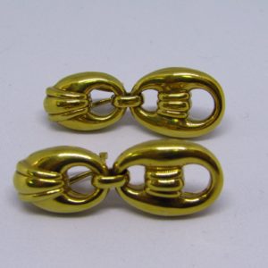 Pareja de Pendientes Articulados, en Oro de 18k. Dos cuerpos, en forma de calabrote.