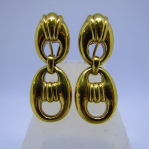 Pareja de Pendientes Articulados, en Oro de 18k. Dos cuerpos, en forma de calabrote.