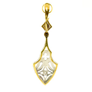 Pareja de pendientes de dos cuerpos, articulados, en Oro Bicolor y circonitas.