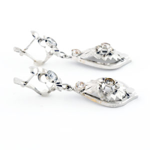 Pareja de pendientes de dos cuerpos en Oro Blanco y circonitas.
