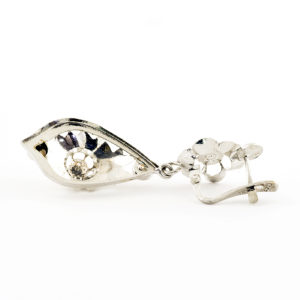 Pareja de pendientes de dos cuerpos en Oro Blanco y circonitas.