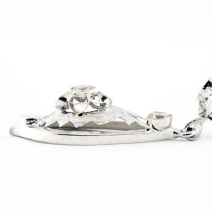 Pareja de pendientes de dos cuerpos en Oro Blanco y circonitas.
