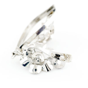 Pareja de pendientes de dos cuerpos en Oro Blanco y circonitas.