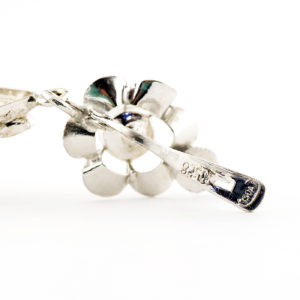 Pareja de pendientes de dos cuerpos en Oro Blanco y circonitas.