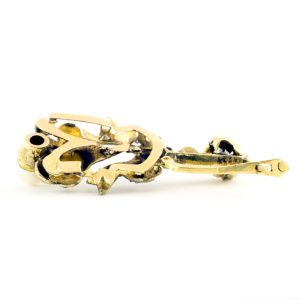 Pendientes antiguos en Oro Blanco de 18k con 20 Diamantes Naturales talla Brillante de 0,45 ct. y dos perlas naturales.