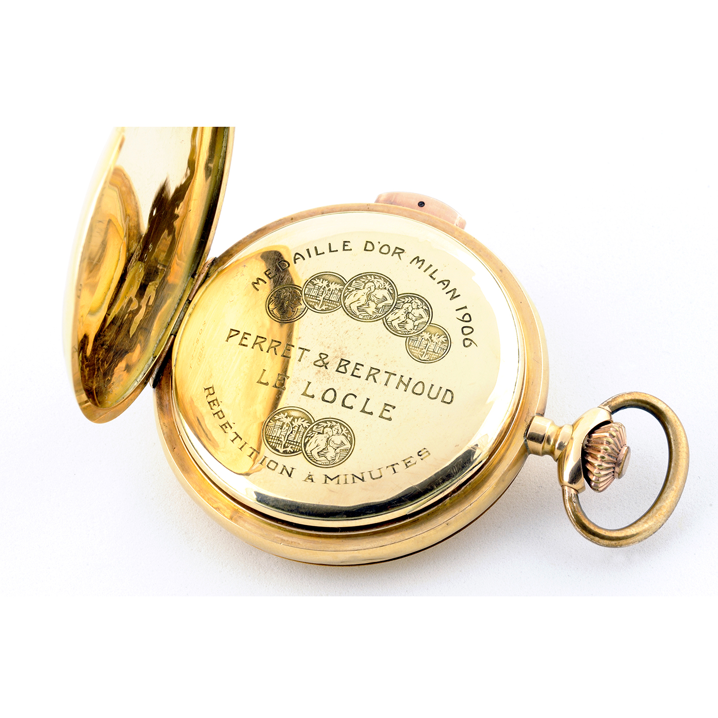 Perret & Berthoud (Le Locle). Reloj de repetición, saboneta y remontoir. Circa. 1906.