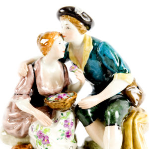 PORCELANA VIEJO PARÍS. Escena galante.