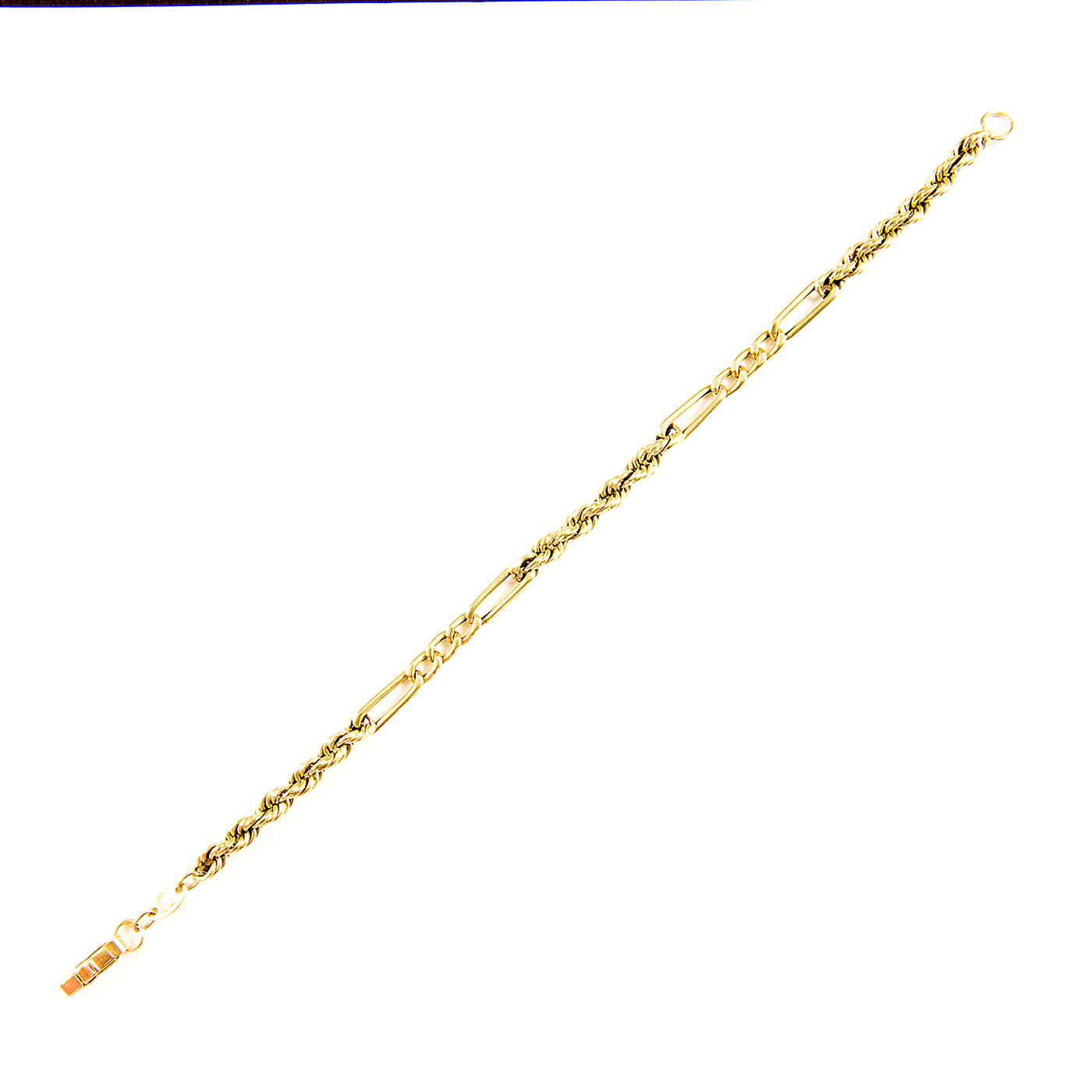 Pulsera Combinada, cordón y eslabones, en Oro de 18k. Pulsera Combinada, cordón y eslabones, en Oro de 18k.