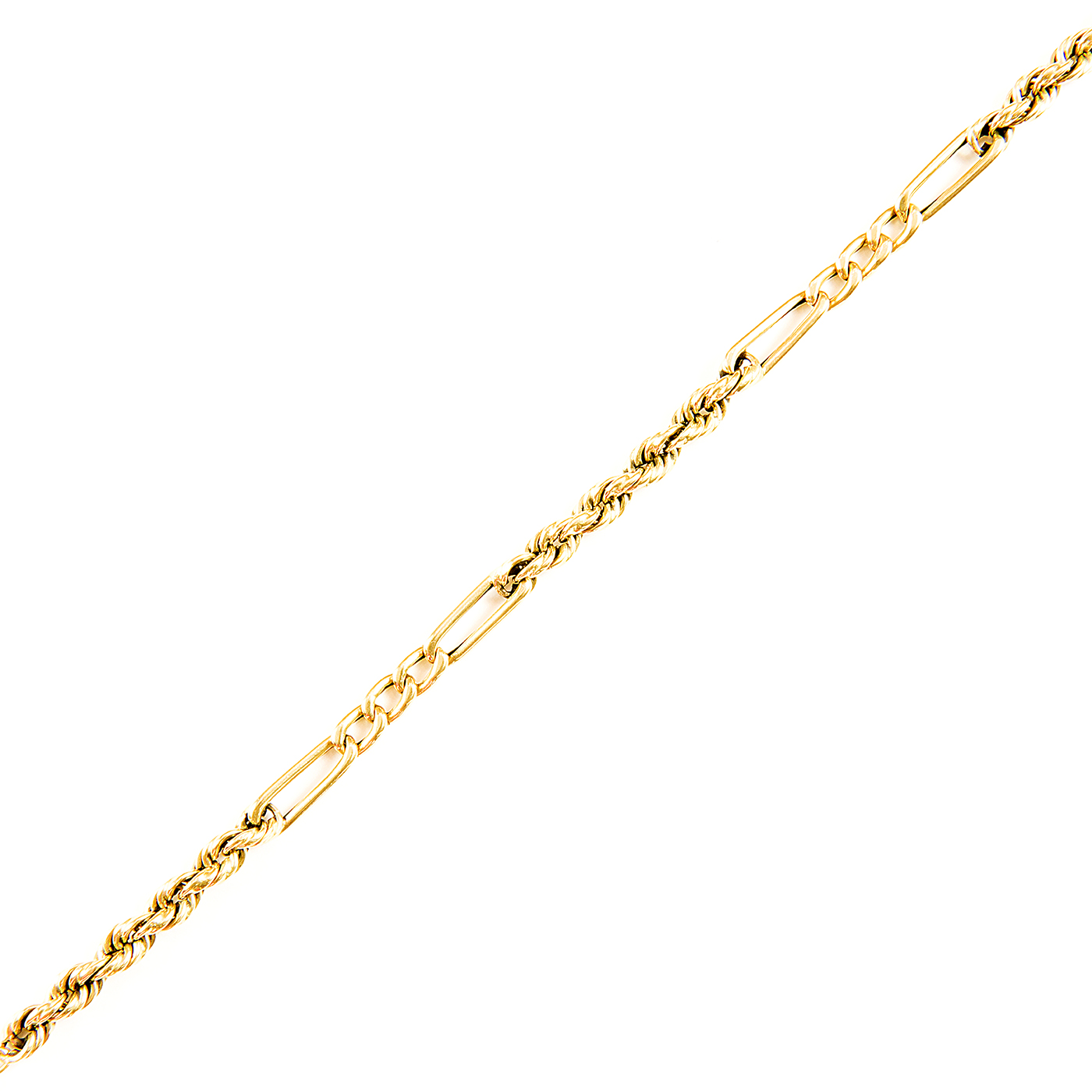 Pulsera Combinada, cordón y eslabones, en Oro de 18k. Pulsera Combinada, cordón y eslabones, en Oro de 18k.