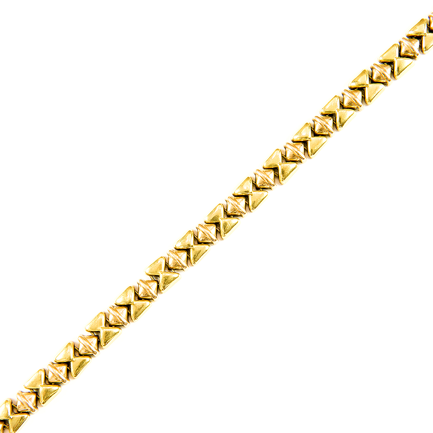 Pulsera de Oro Bicolor, brillo y matizado, de 18k. Pulsera de Oro Bicolor, brillo y matizado, de 18k.