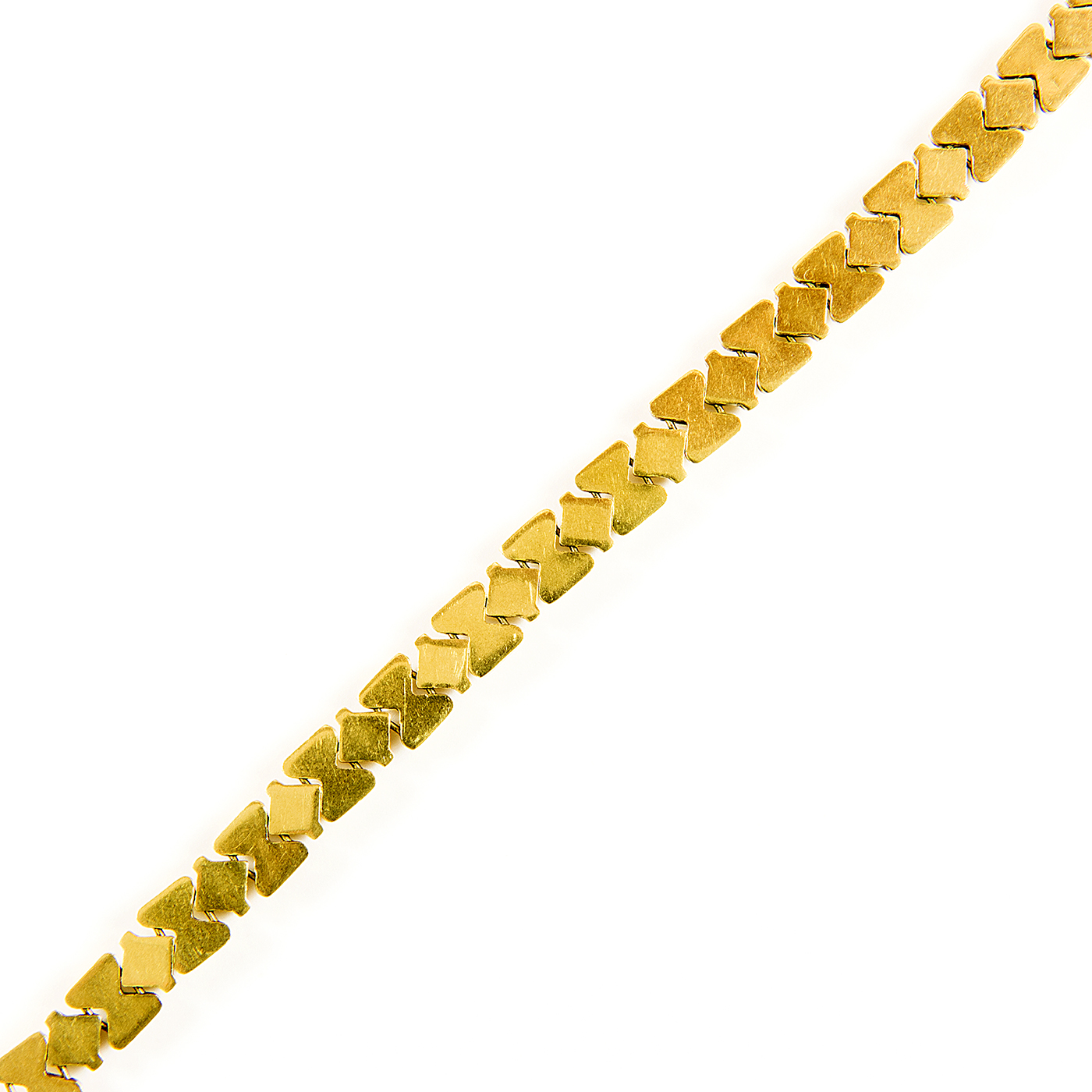 Pulsera de Oro Bicolor, brillo y matizado, de 18k. Pulsera de Oro Bicolor, brillo y matizado, de 18k.