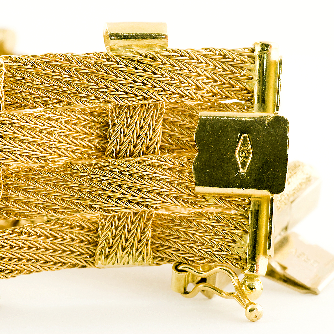 Pulsera de Oro con malla entrelazada. 18k. Pulsera de Oro con malla entrelazada. 18k.