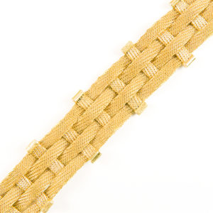 Pulsera de Oro con malla entrelazada. 18k.