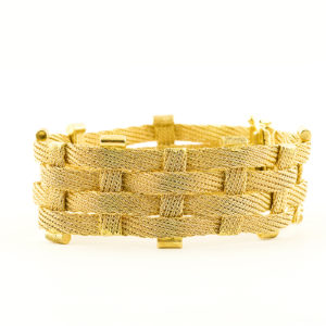 Pulsera de Oro con malla entrelazada. 18k.