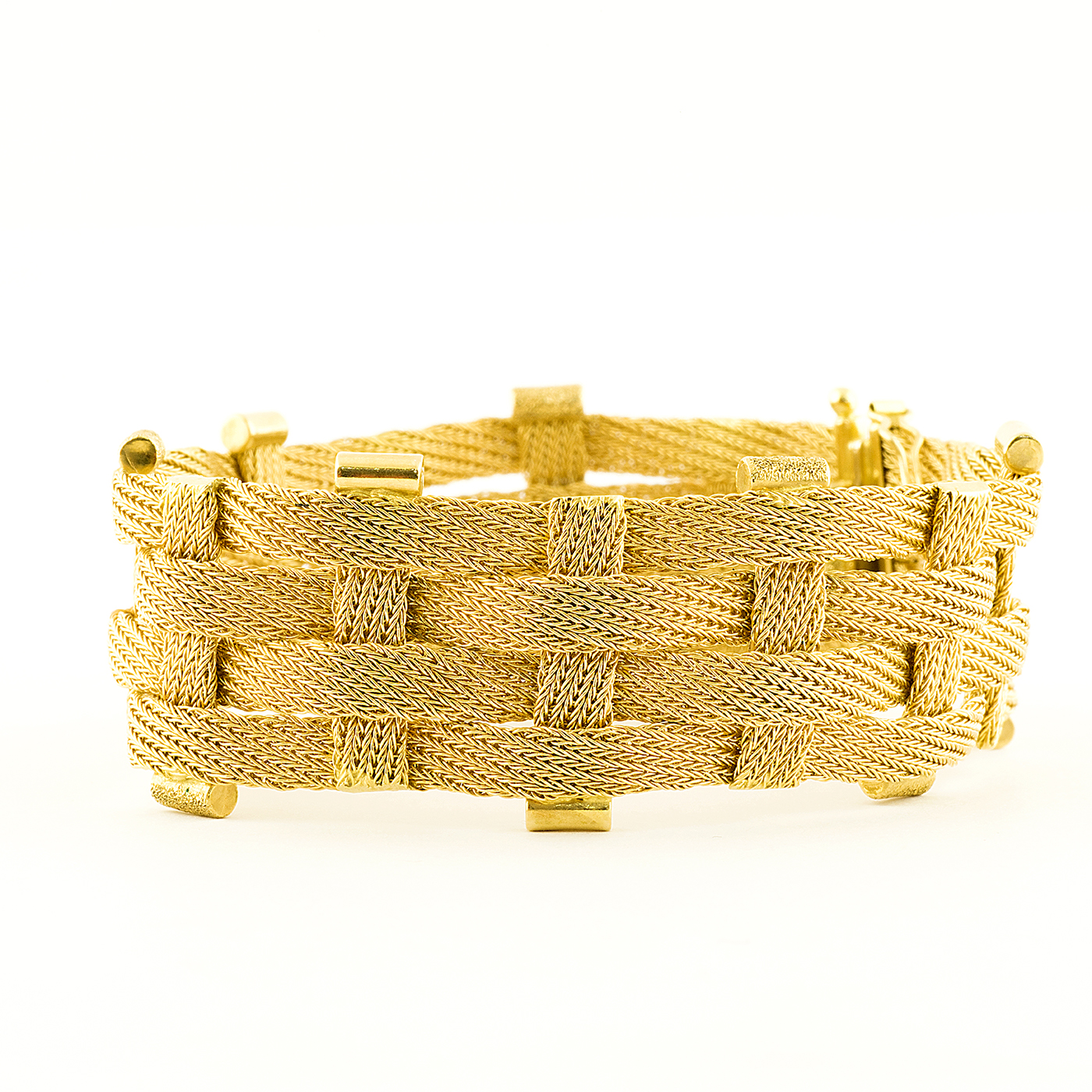 Pulsera de Oro con malla entrelazada. 18k. Pulsera de Oro con malla entrelazada. 18k.