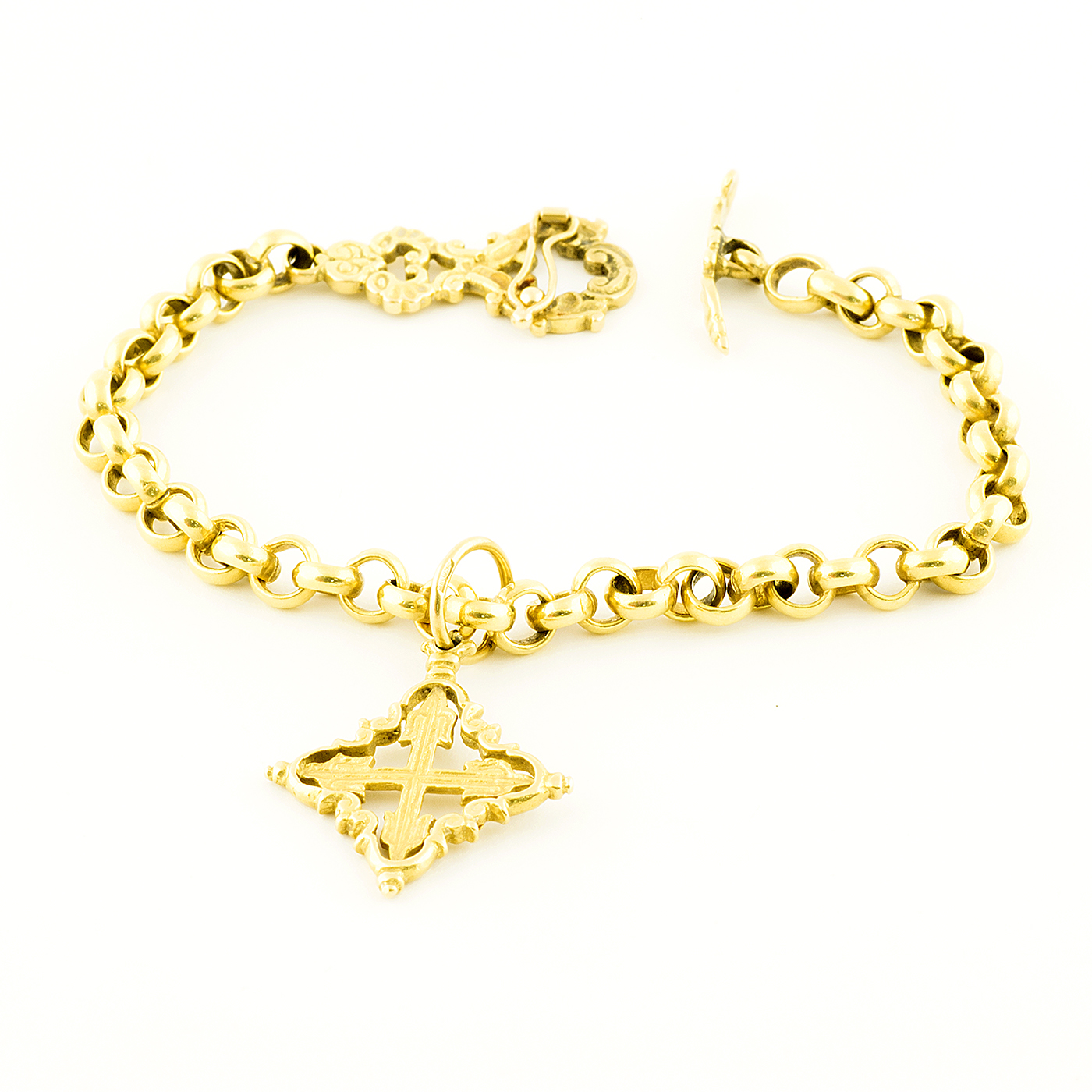 Pulsera de Oro Tradicional con pasador y Cruz Isabelina. 29,40 gr. Pulsera de Oro Tradicional con pasador y Cruz Isabelina. 29,40 gr.