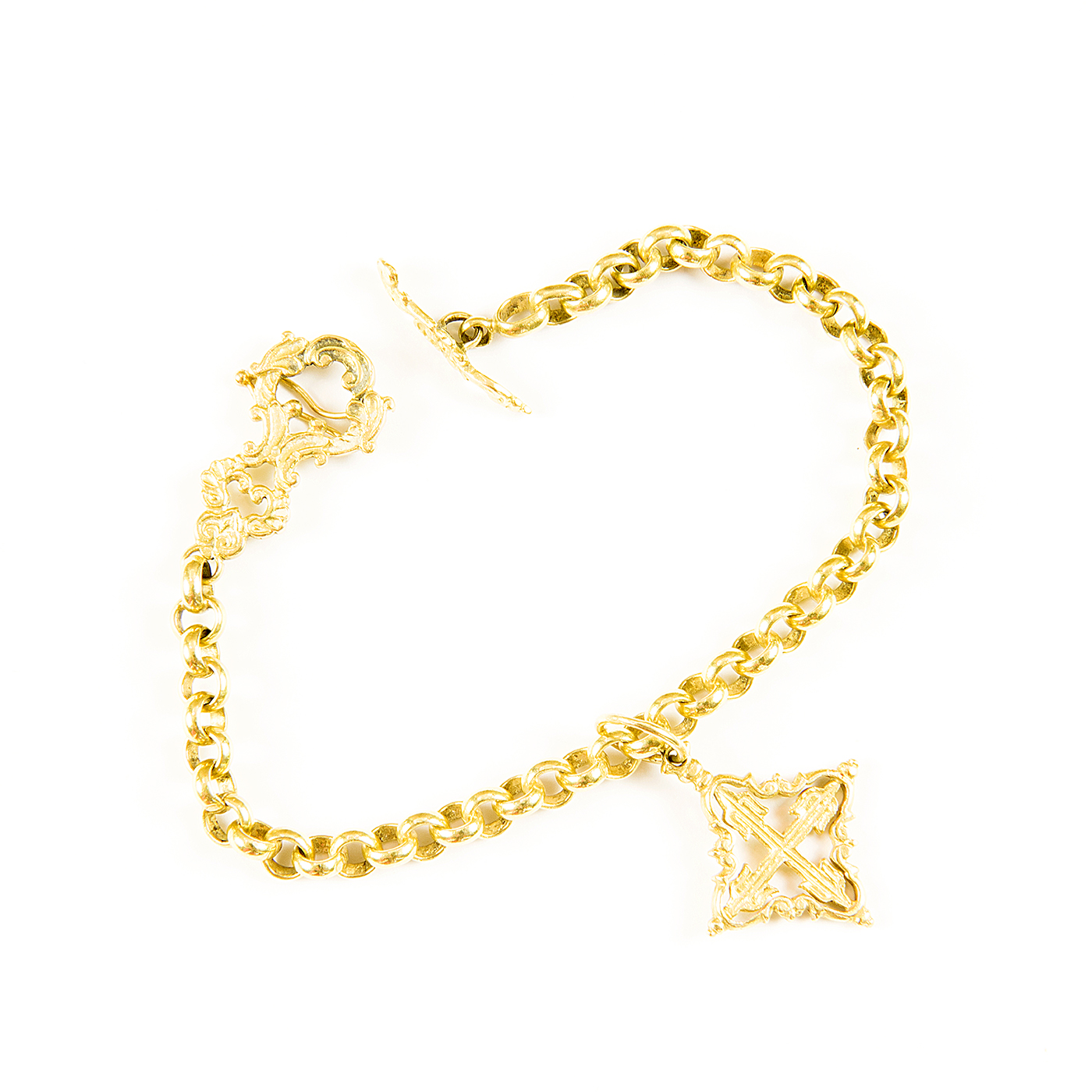 Pulsera de Oro Tradicional con pasador y Cruz Isabelina. 29,40 gr. Pulsera de Oro Tradicional con pasador y Cruz Isabelina. 29,40 gr.