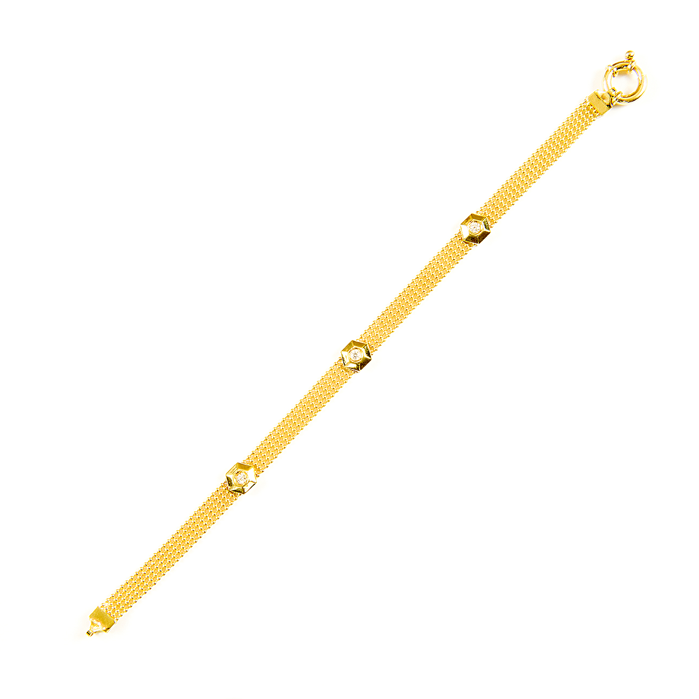 Pulsera en Oro de 18k. con circonitas. Pulsera en Oro de 18k. con circonitas.