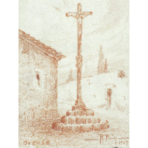 R. PUCH. Dibujo a Sanguina de Cruceiro. Orense, 1929.