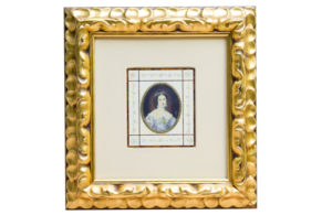 R. STIELER. Miniatura sobre disco oval de marfil, siglo XIX.