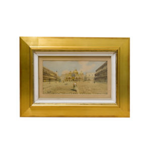 RAFAEL SENET PÉREZ. Acuarela sobre cartoncillo. "Plaza San Marcos, Venecia".