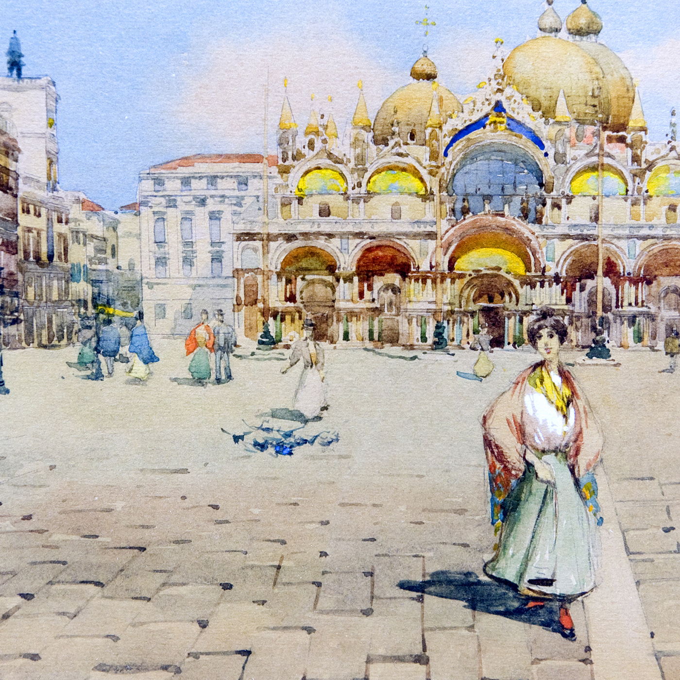 RAFAEL SENET PÉREZ. Acuarela sobre cartoncillo. "Plaza San Marcos, Venecia". RAFAEL SENET PÉREZ. Acuarela sobre cartoncillo. "Plaza San Marcos, Venecia".