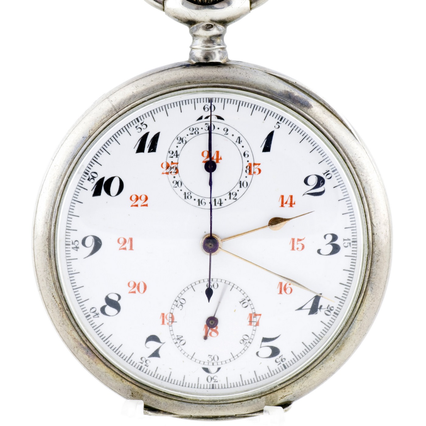 Reloj-Cronómetro Suizo. Plata. Lepine y remontoir. Suiza, ca. 1890.  Subastas Fígaro