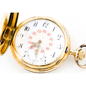 Reloj de Bolsillo, saboneta y remontoir. Suiza, ca. 1890.