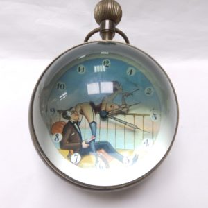 Reloj GIGANTE (120 mm) de Sobremesa. Erótico y Automatón. Ca. 1920-1925
