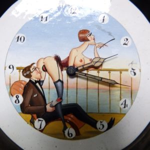 Reloj GIGANTE (120 mm) de Sobremesa. Erótico y Automatón. Ca. 1920-1925