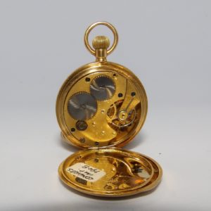 Reloj Inglés de Bolsillo-Colgar, media saboneta y remontoir. Londres, import 1908.