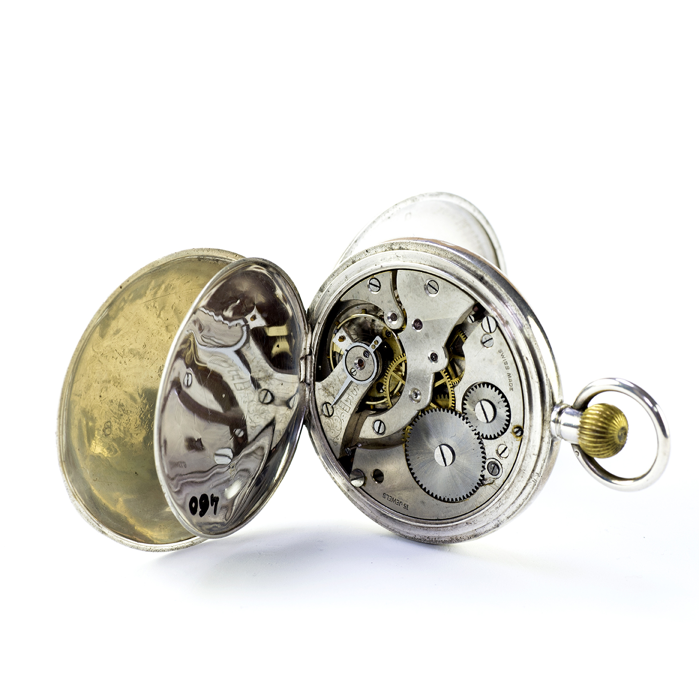 Reloj Suizo de bolsillo, 1/2 saboneta (cazador), remontoir. Suiza, ca. 1890. Reloj Suizo de bolsillo, 1/2 saboneta (cazador), remontoir. Suiza, ca. 1890.