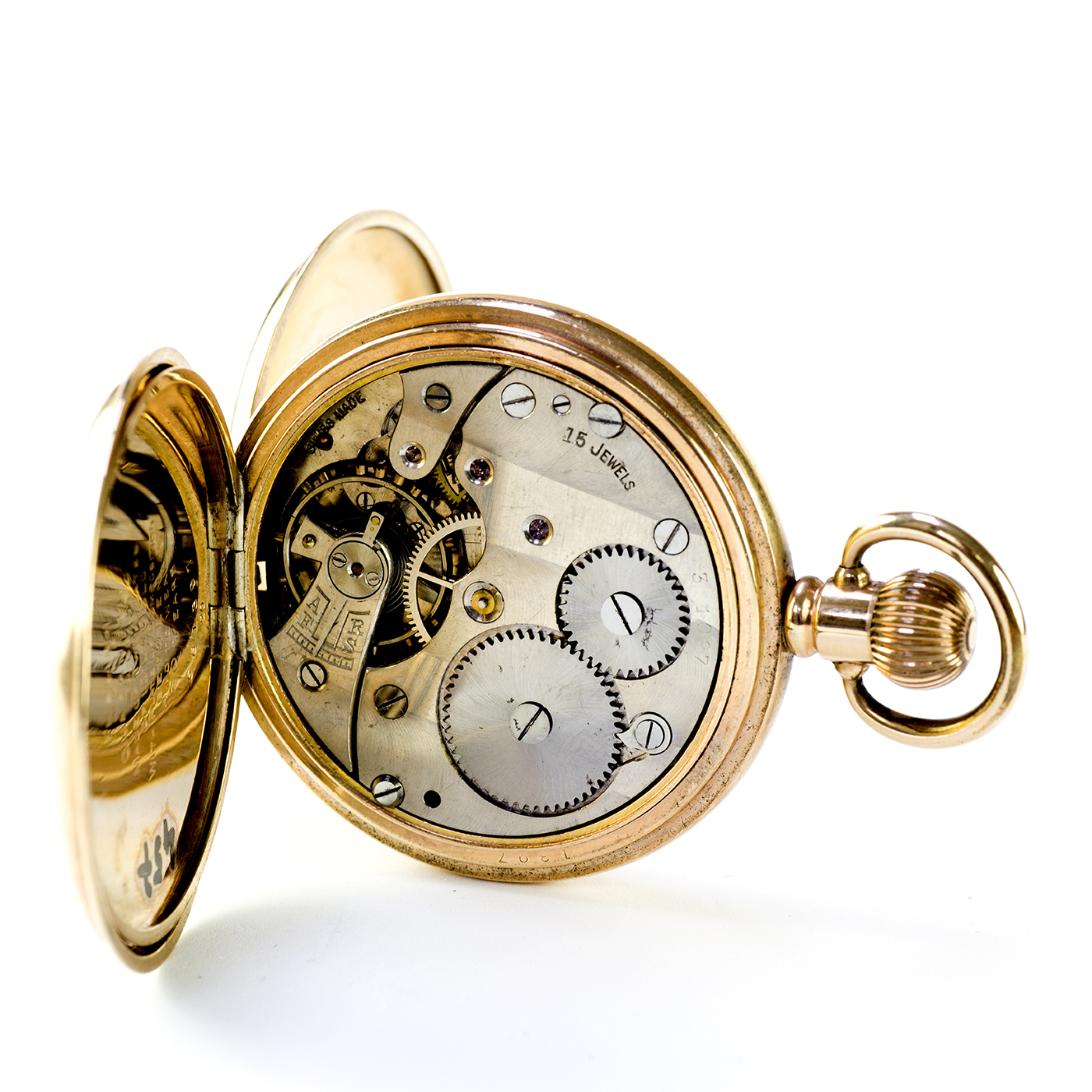 Reloj Suizo de bolsillo, 1/2 saboneta (cazador), remontoir. Suiza, ca. 1900. Reloj Suizo de bolsillo, 1/2 saboneta (cazador), remontoir. Suiza, ca. 1900.