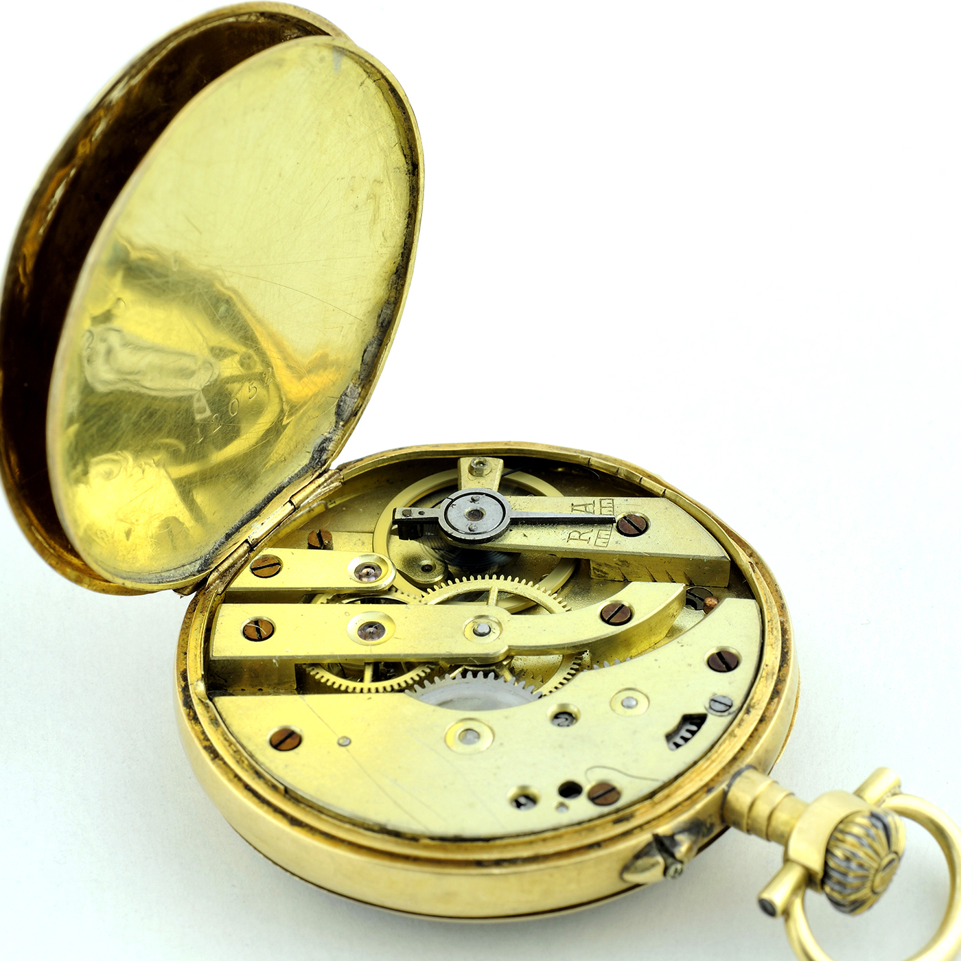 Reloj Suizo de Bolsillo-colgar, lepine y remontoir. Oro de 18k. Ca. 1890. Reloj Suizo de Bolsillo-colgar, lepine y remontoir. Oro de 18k. Ca. 1890.