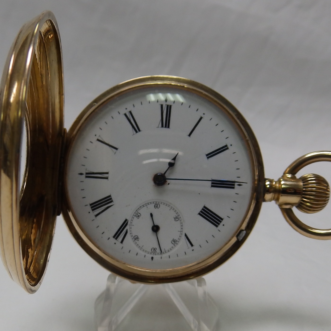 Reloj Suizo de Bolsillo para caballero, 1/2 saboneta y remontoir. Ca. 1880