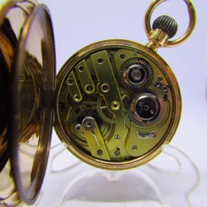 Reloj Suizo de Bolsillo, saboneta y remontoir. Oro 14k. Ca. 1890.